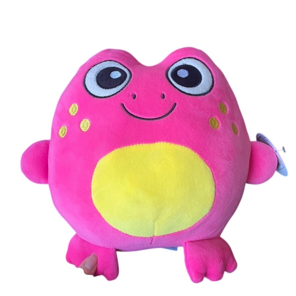 Stuffins Pink Frog Plush Stuffed Animal Yellow Belly Embroidered Details Cute
